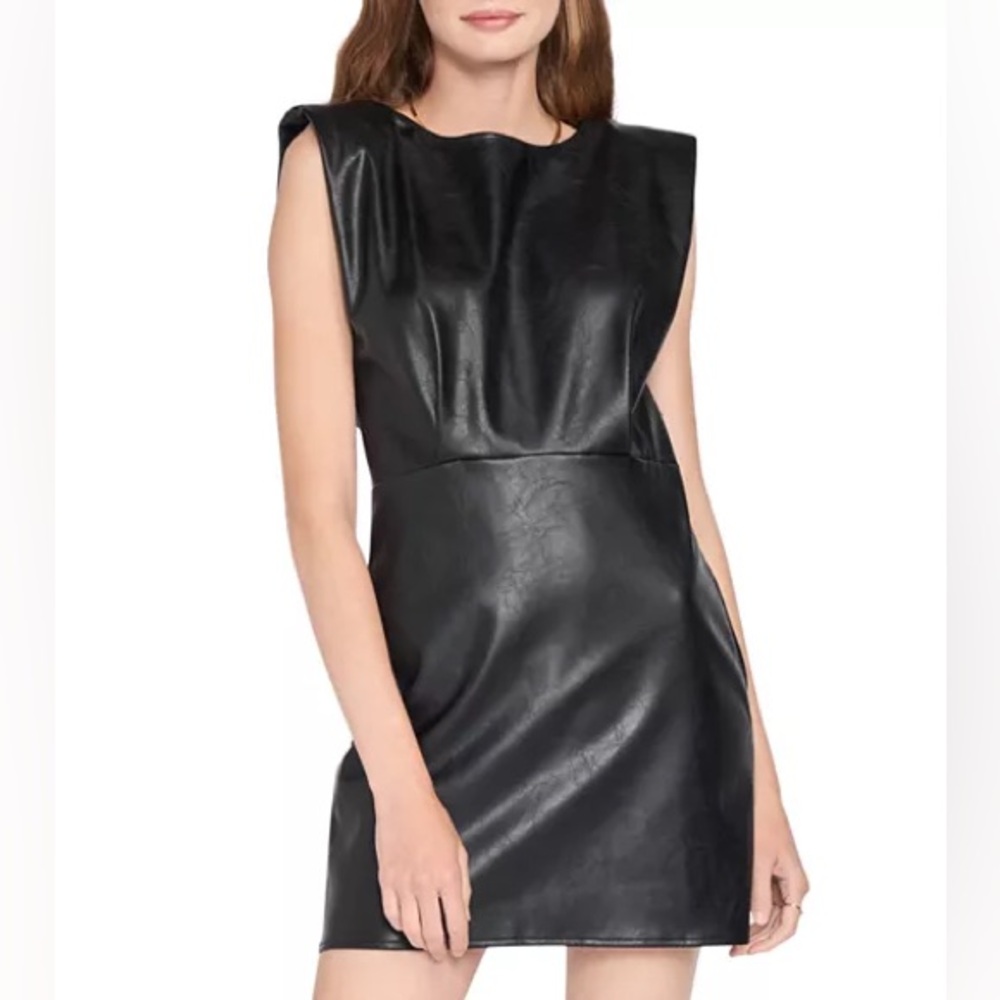 En Saison Black Faux Leather Mini Dress size XS